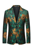 Blazer da ballo da uomo con revers dentellato jacquard verde