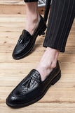 Scarpe da uomo nere Slip-On Fringe