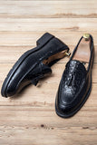 Scarpe da uomo nere Slip-On Fringe