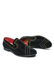 Scarpe da uomo Slip-On Party con perline nere