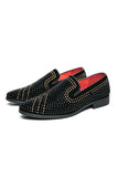 Scarpe da uomo Slip-On Party con perline nere