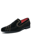 Scarpe da uomo Slip-On Party con perline nere