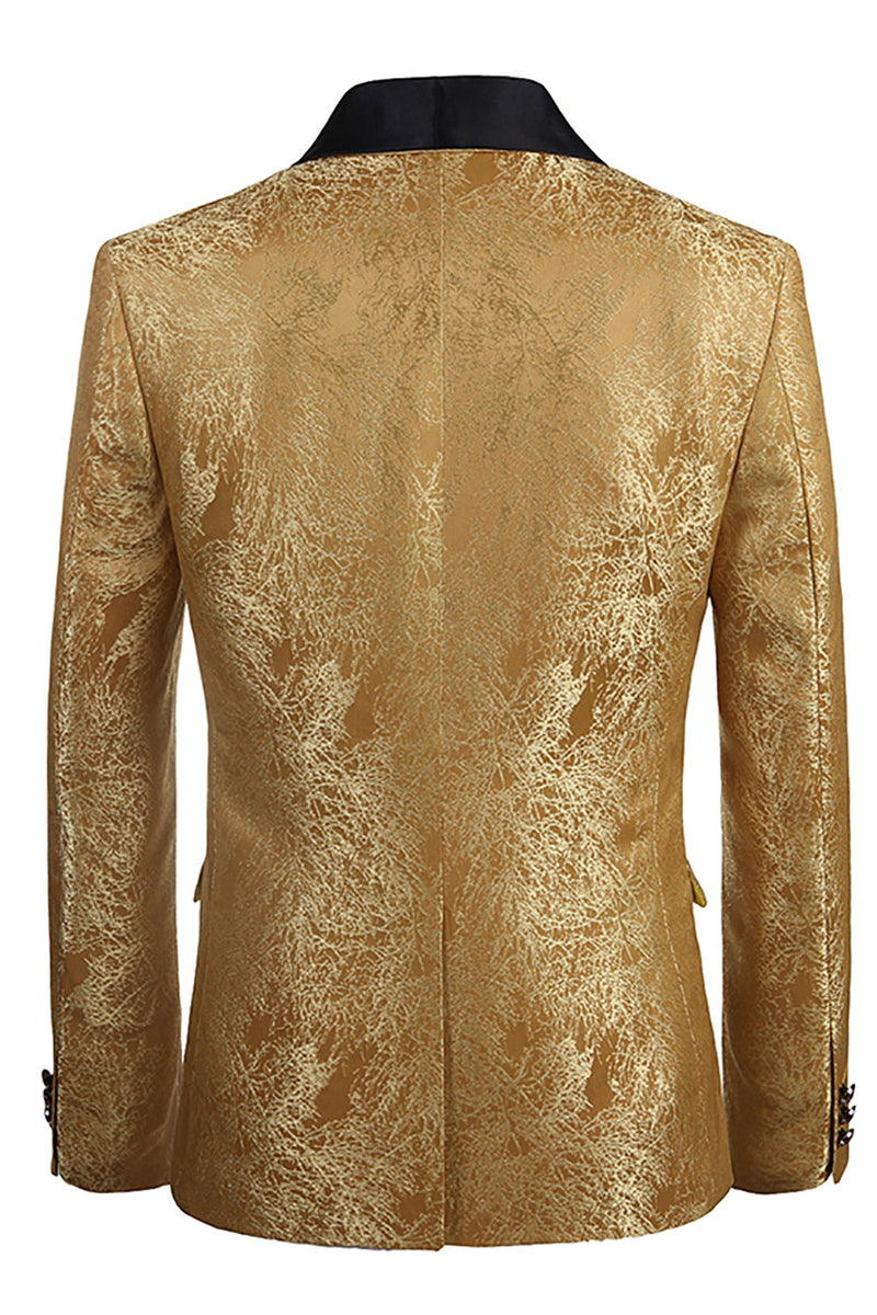 Carica l&#39;immagine nel visualizzatore di Gallery, Golden One Button Jacquard Blazer Prom Uomo
