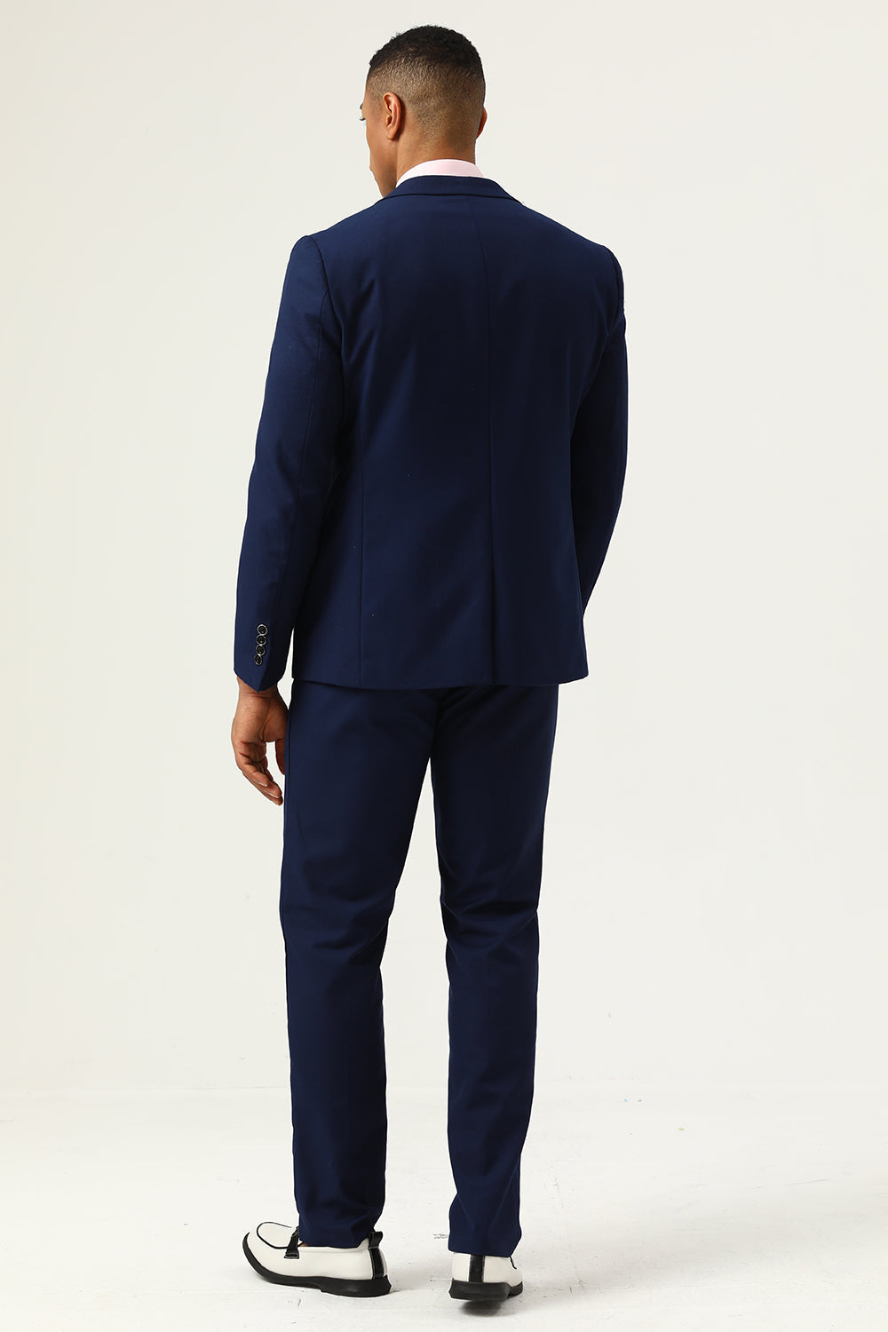 Zapaka Tuxedo blu navy Abiti da pezzi Abiti casual da uomo slim