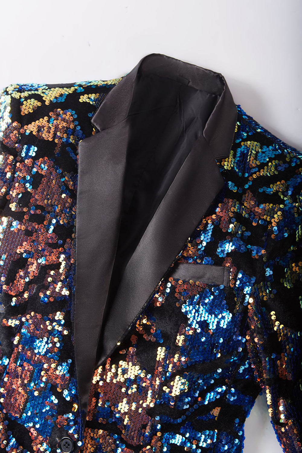 Blazer da uomo scintillante di paillettes blu scuro