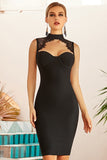 Abito da cocktail Halter con schienale in pizzo nero