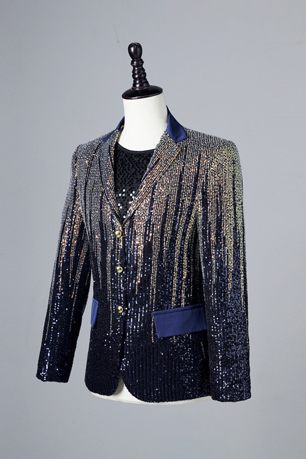 Blazer monopetto da uomo glitter Navy Senzé