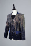 Blazer monopetto da uomo glitter Navy Senzé
