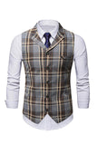 Check Single Breasted Grigio Men's Casual Vest