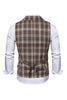 Carica l&#39;immagine nel visualizzatore di Gallery, Lapel Collar Double Breasted Casual Coffee Men&#39;s Suit Check Vest