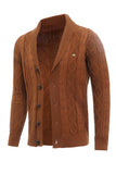 Marrone Cable Knitted maniche lunghe maglione cardigan uomo