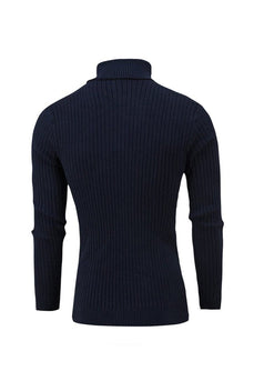 Navy Uomo Slim Fit Dolcevita Casual Twisted Knitted Pullover Maglioni