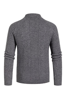 Maglione pullover da uomo grigio casual stand collar