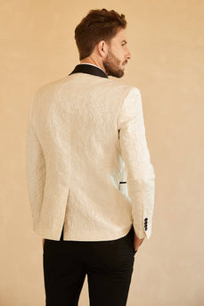 Scialle Bianco Lapel Jacquard One Button Men's Prom Blazer