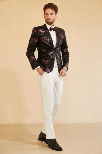 Blazer da uomo monopetto bianco nero stampato a due bottoni
