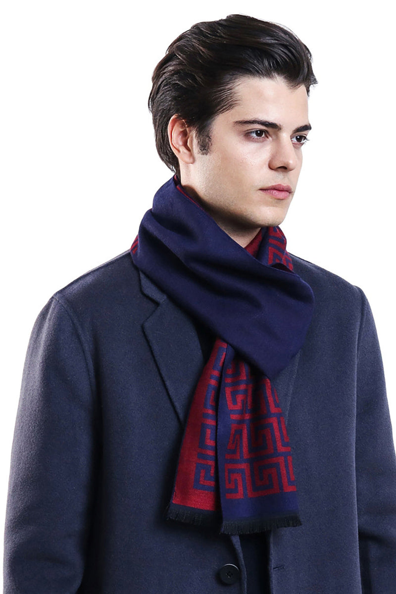 Carica l&#39;immagine nel visualizzatore di Gallery, Bordeaux geometria stampata calda sciarpa morbida per gli uomini