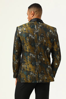 Giallo Jacquard doppiopetto scialle rever da uomo Prom Blazer