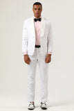 White Jacquard Shawl Lapel 2 Piece Men's Prom Suits