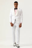 White Jacquard Shawl Lapel 2 Piece Men's Prom Suits