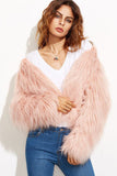 Cappotto scialle rosa cropped pelliccia sintetica Shearling Cappotto