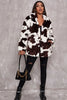 Carica l&#39;immagine nel visualizzatore di Gallery, White Cow Pattern Midi Pelliccia Sintetica Shearling Cappotto
