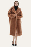 Camel Lapel Fleece Oversize Long Fuzzy Teddy Cappotto