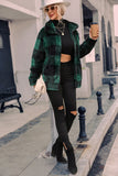 Green Plaid Zipper Fuzzy Jacket Cappotto invernale
