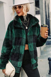 Green Plaid Zipper Fuzzy Jacket Cappotto invernale