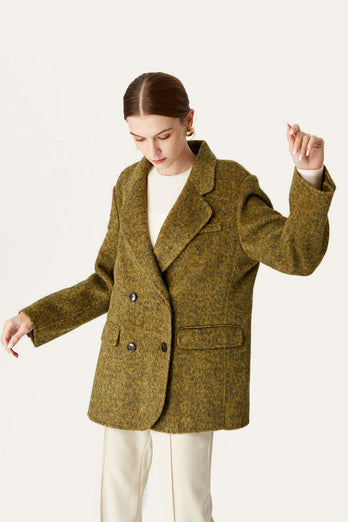 cappotto corto verde doppio petto in lana con rever