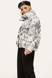 Stand-Up Collar Pittura a inchiostro Warm White Duck Down Jacket