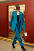 Carica l&#39;immagine nel visualizzatore di Gallery, Turchese doppiopetto Longline Prom Suits per le donne