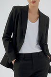 Nero doppiopetto Peak Lapel Women Party Blazer