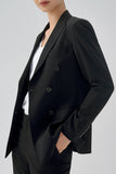 Nero doppiopetto Peak Lapel Women Party Blazer