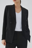 Nero doppiopetto Peak Lapel Women Party Blazer