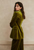 Carica l&#39;immagine nel visualizzatore di Gallery, Velluto verde con rever con taccheggio 2 pezzi abiti da donna