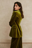 Velluto verde con rever con taccheggio 2 pezzi abiti da donna
