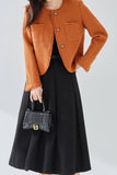 Scialle di tweed arancione con bavero con bottone cropped women coat