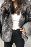 Grigio rever collo Shearling pelliccia sintetica cropped