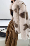 Khaki Scialle Bavero Midi Faux Fur Shearling Cappotto