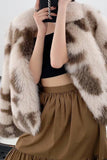 Khaki Scialle Bavero Midi Faux Fur Shearling Cappotto