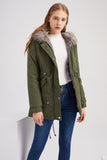 Cappotto in pile Winter Warm Plus con cappuccio verde militare