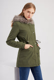 Cappotto in pile Winter Warm Plus con cappuccio verde militare