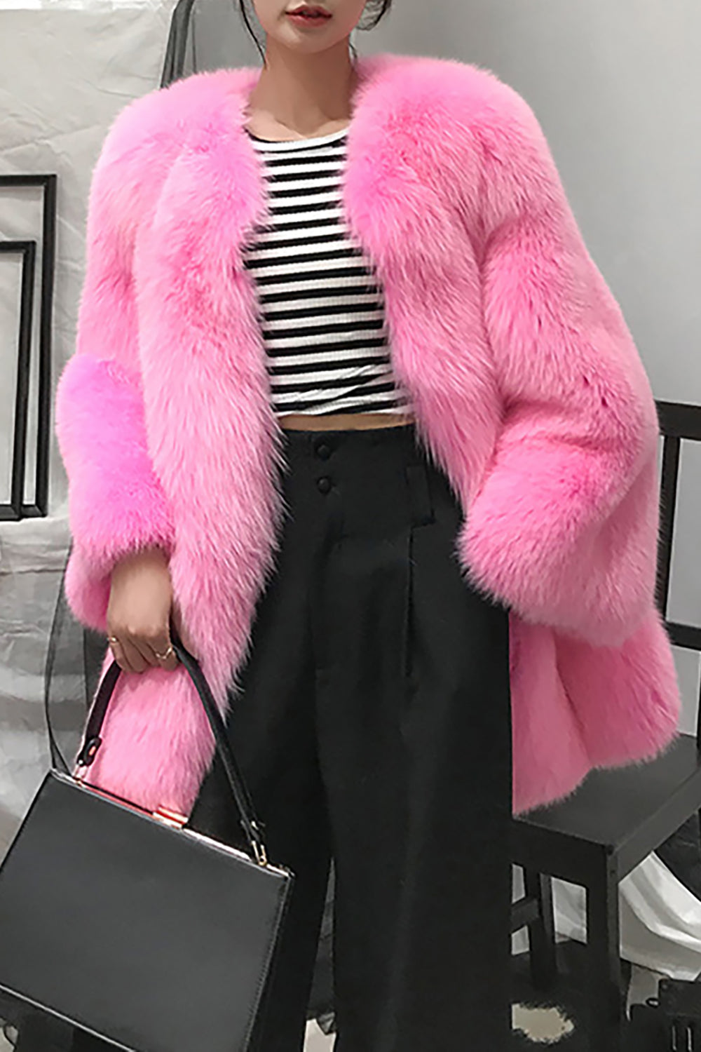 Cappotto in pelliccia sintetica con cintura Colore nude - - 3214L-02X Cappotto in pelliccia sintetica con cintura Colore nude - - 3214L-02X