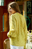 Camicetta da donna in seta oversize floreale gialla
