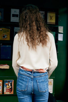 Camicetta da donna Button Down in seta avorio