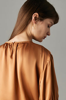Camicetta da donna in seta oversize marrone