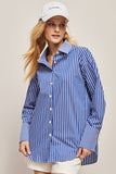 Camicia blu oversize donna popeline