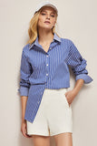 Camicia blu oversize donna popeline