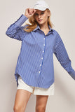 Camicia blu oversize donna popeline