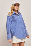 Camicia blu oversize donna popeline